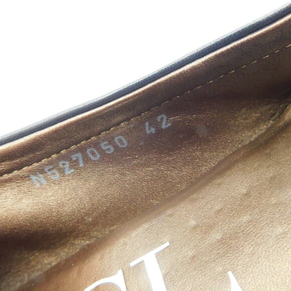 AGL Attillio Giusti Leombruni Deep Blue Studded Cap Toe Leather Ballet Flats 42 - Picture 8 of 8